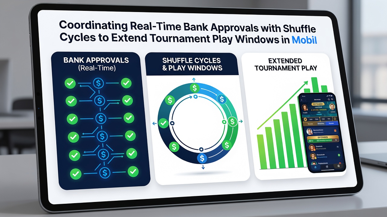 Diagram van shuffle cycli geïntegreerd met bankapprovals in mobiele casino apps