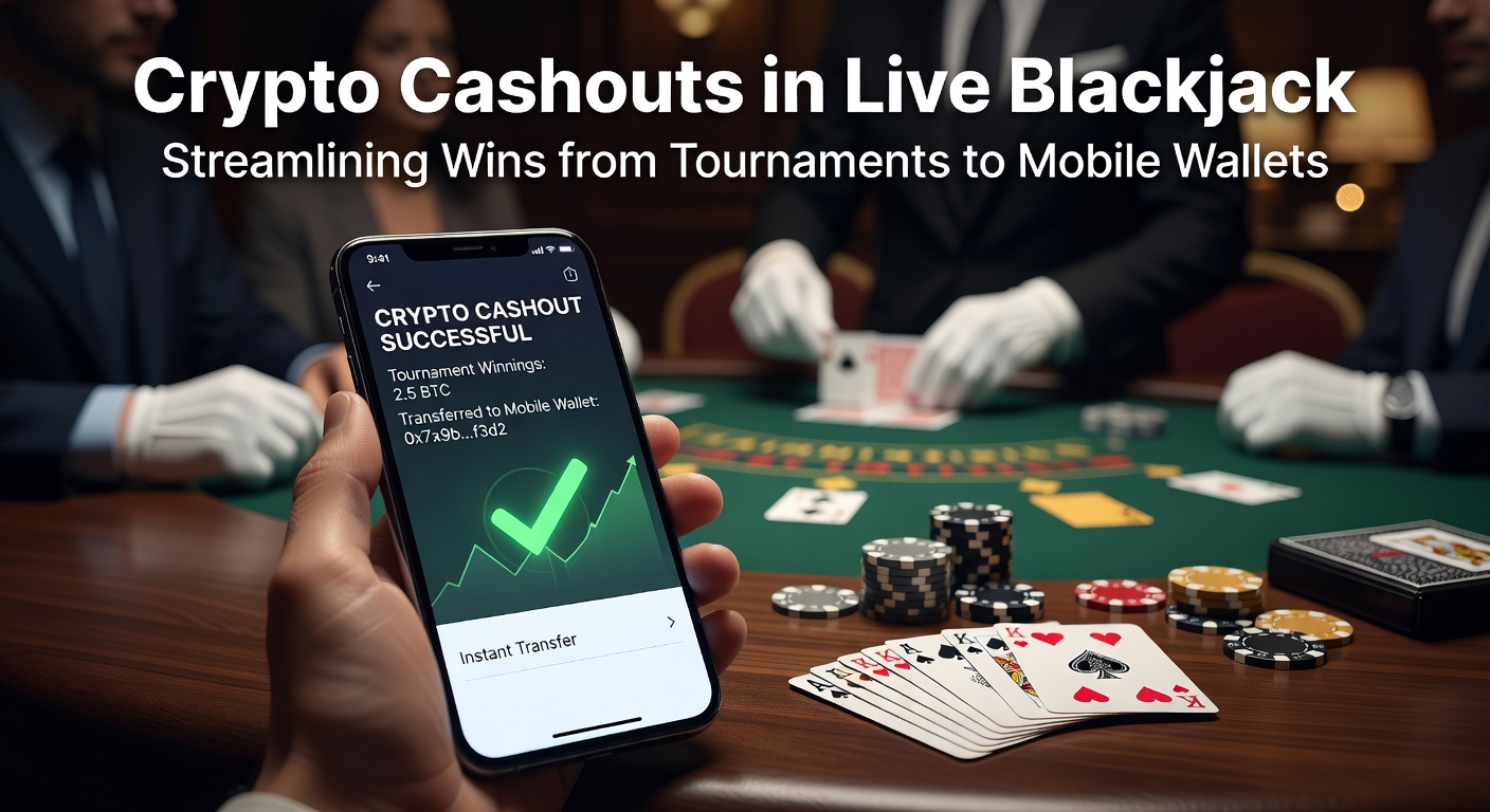 Schermafbeelding van een live blackjack-toernooi met crypto-uitbetalingsopties op een mobiel apparaat, waar een speler een prijs ontvangt in een digitale wallet
