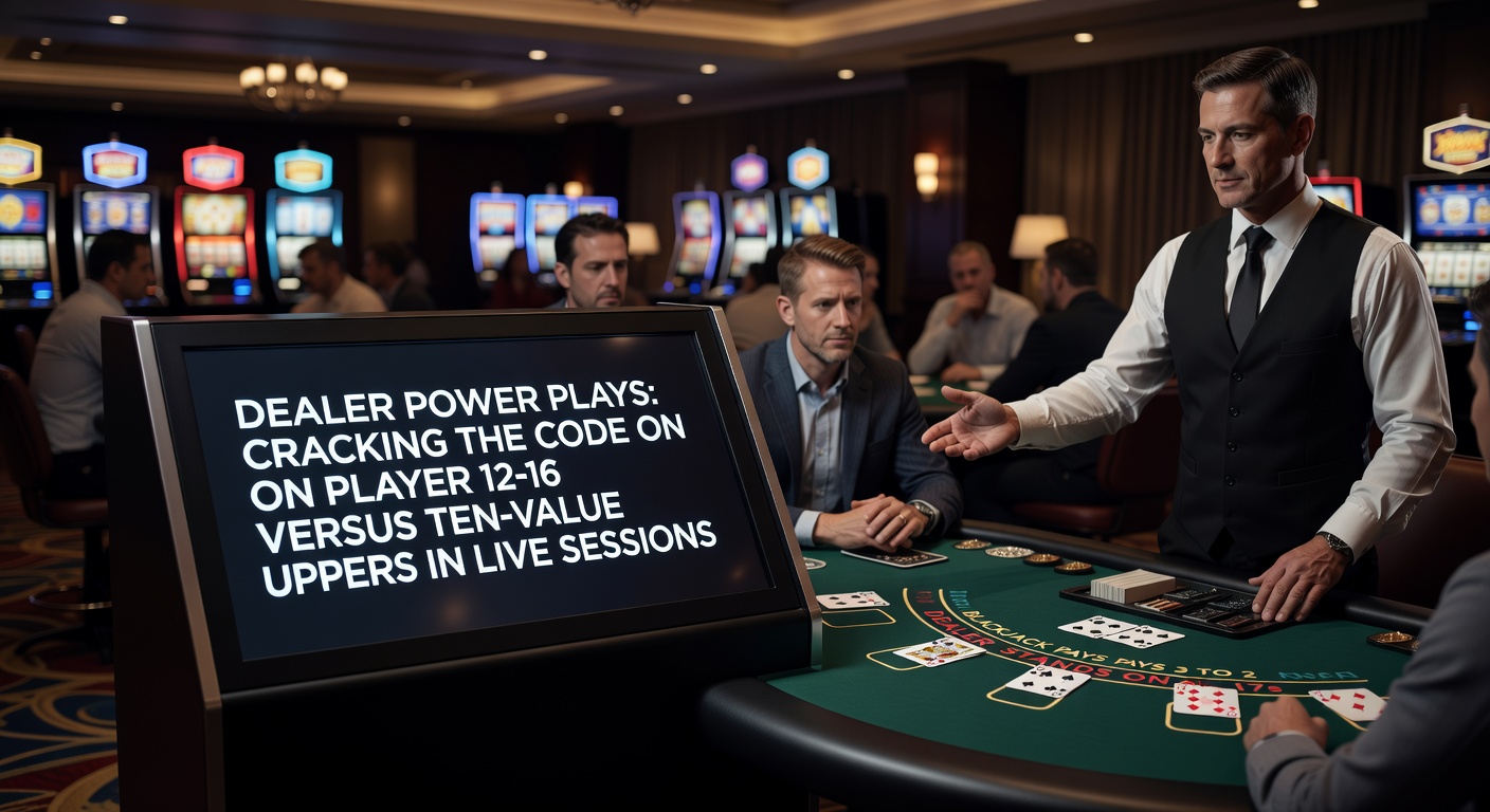 Grafiek met basic strategy chart voor 12-16 versus dealer 10, inclusief hit/stand waarschijnlijkheden in live blackjack