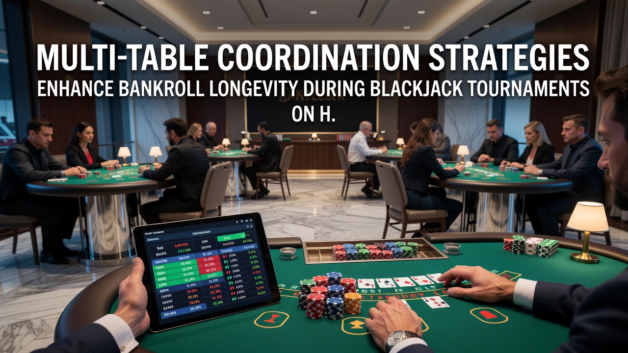 Dashboard op mobiel scherm met meerdere actieve blackjack tafels en bankroll indicatoren