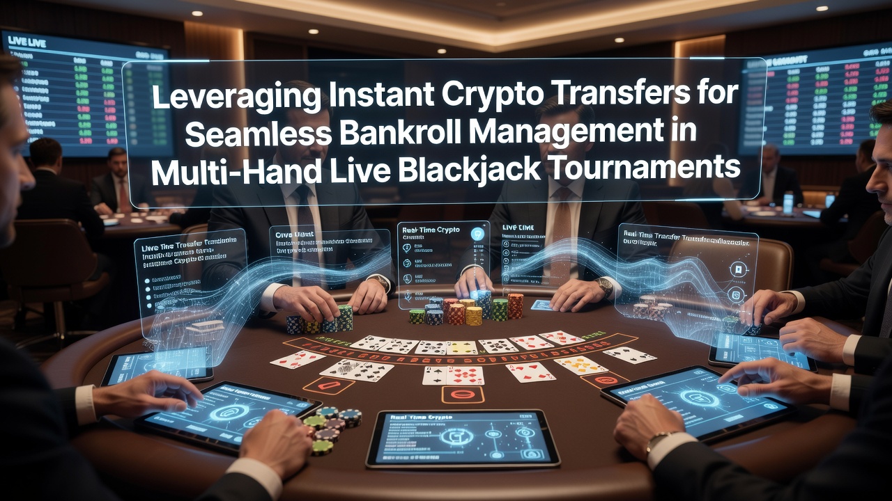 Illustratie van crypto transfers die bankrollbeheer ondersteunen tijdens multi-hand live blackjack toernooien