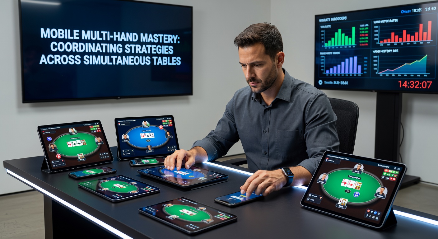 Close-up van een tablet met twee blackjacktafels naast elkaar, dealerkaarten en spelerbeslissingen in actie