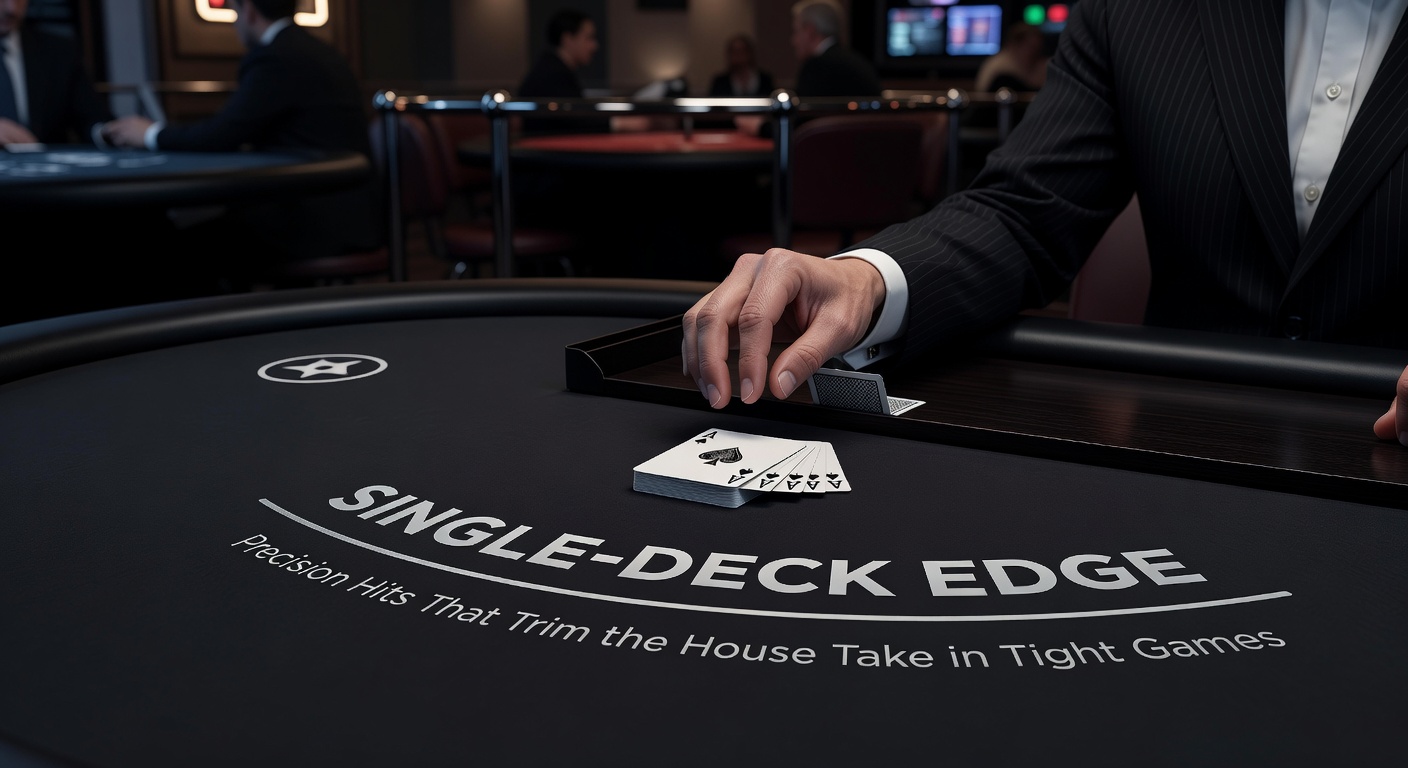 Grafiek met simulatie-data van huisvoordelen in single-deck blackjack, highlightend precision hit-scenario's versus standaard strategie