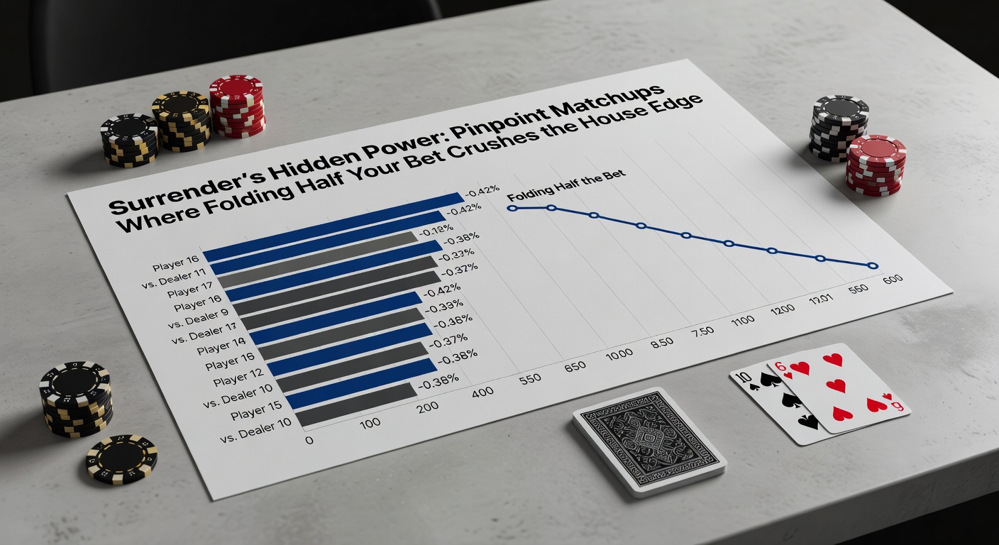 Grafiek met house edge reductie door surrender in verschillende matchups