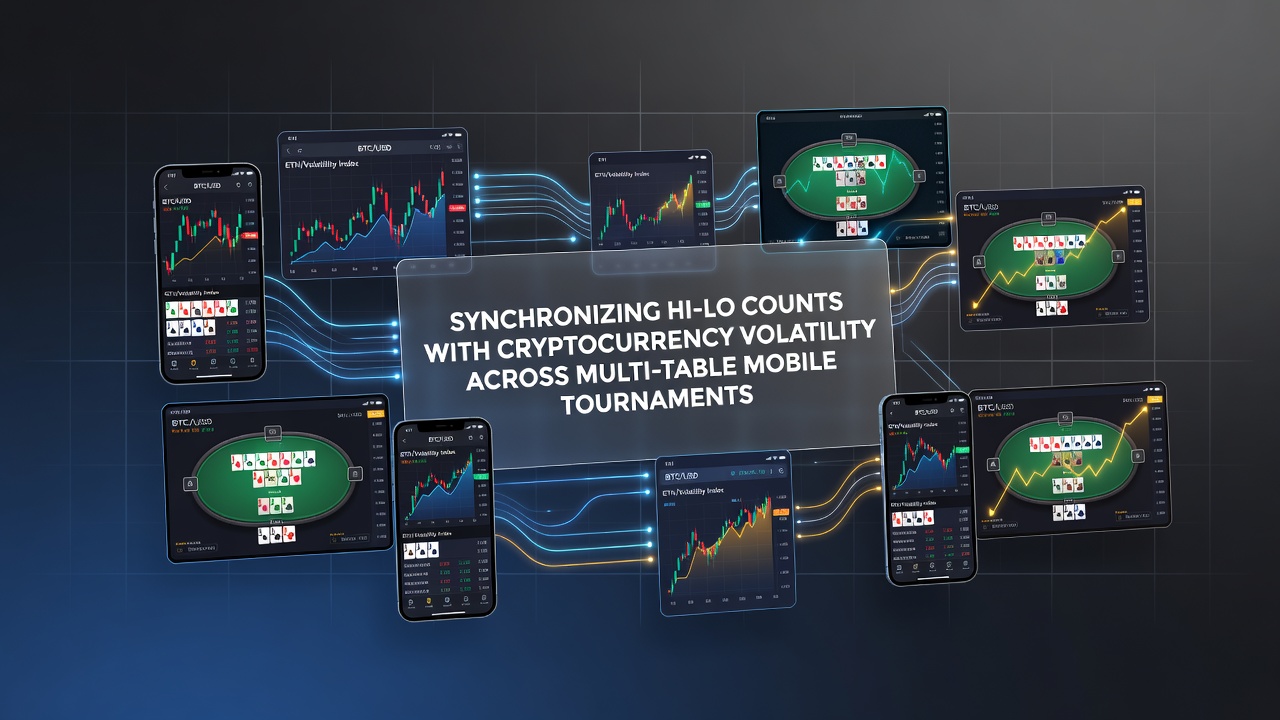 Mobiele blackjack speler synchroniseert Hi-Lo counts met cryptocurrency koersen tijdens multi-table toernooi