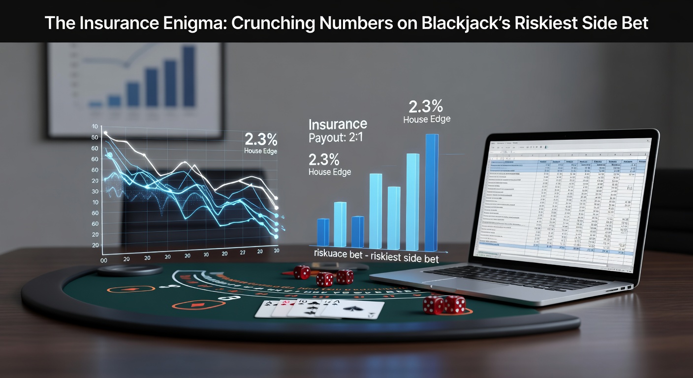 Blackjacktafel met spelers die nadenken over de insurance bet terwijl de dealer een aas toont