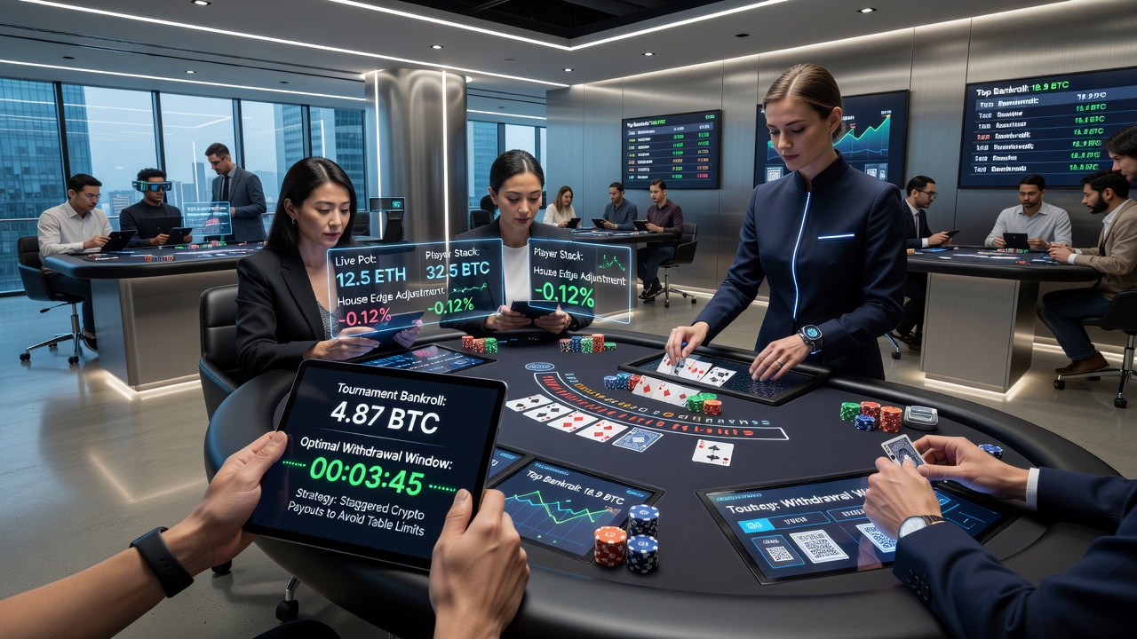 Crypto wallet interface met blackjack toernooi planning