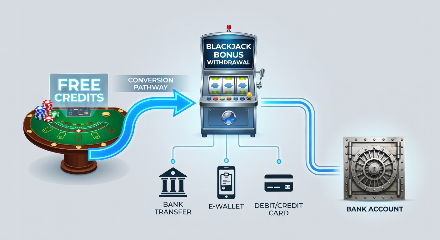 Stapsgewijze infographic van bonus wagering naar succesvolle bankuitbetaling in een online blackjack omgeving