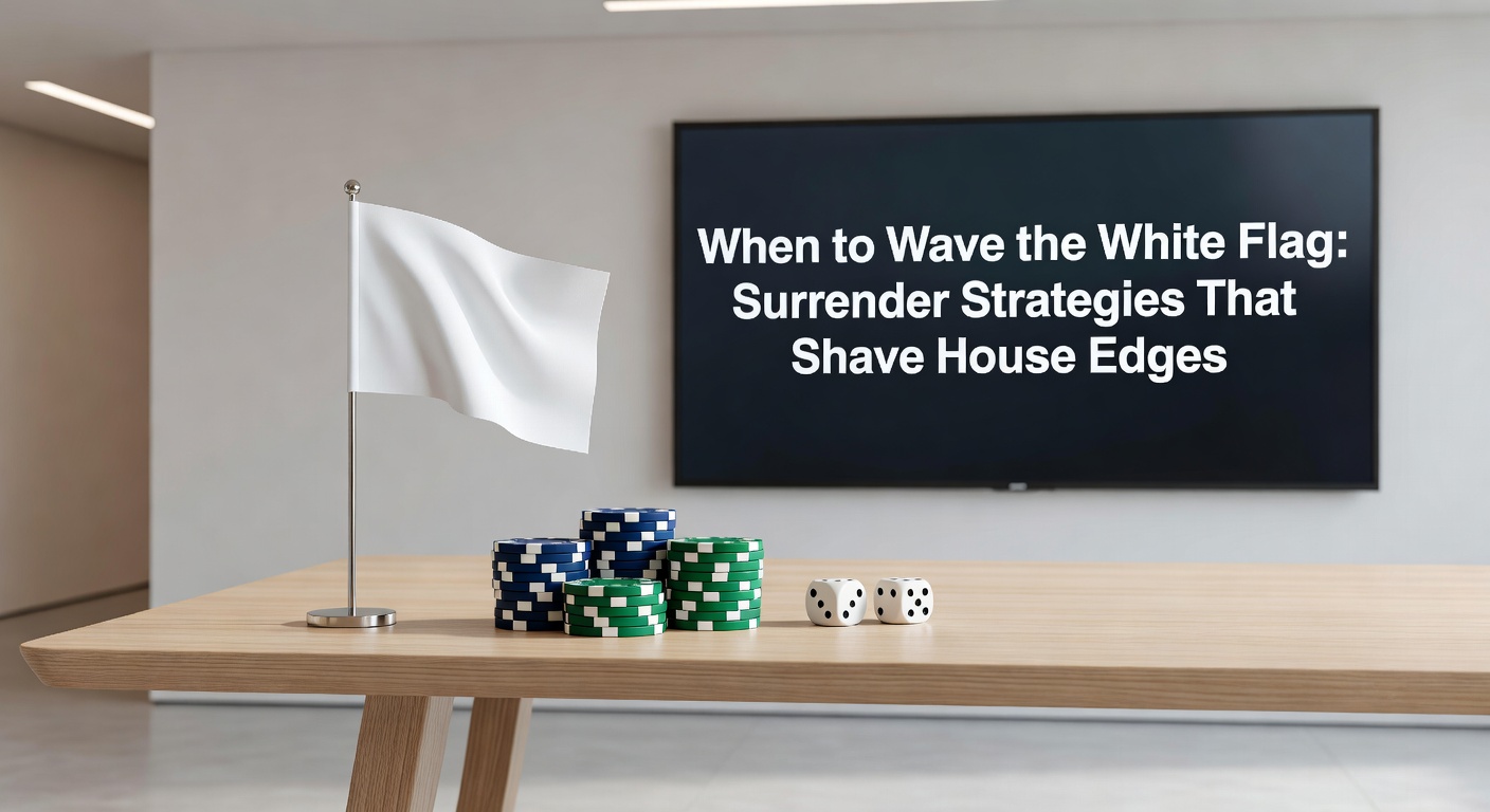 Een blackjacktafel met een speler die nadenkt over de surrender-optie tegenover een sterke dealer-upcard